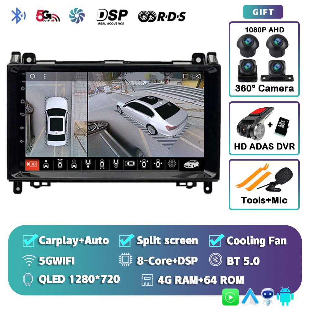 Android 14 Car Radio for Mercedes Benz B200 Sprinter W906 W639 AB Class W169 W245 Viano Vito Multimedia Player 2 Din Stereo DSP