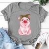 Cute Pig Print T-shirts For Women Summer Lovely Short Sleeve Casual Round Neck T-shirts Ladies Creative Personalized Tops