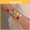 Style Turquoise Cross Heart Beaded Bracelet With Gold Accents For Women