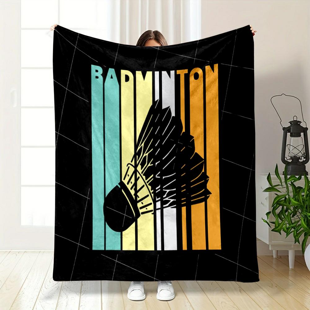 Retro Badminton Shuttlecock Design Flannel blanket for bedroom, living room, sofa, and nap
