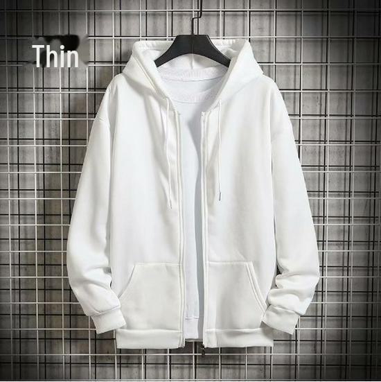 Cardigan Masculino Moderno com Capuz e Zíper - Moletom Casual de Cor Sólida para Outono e Inverno