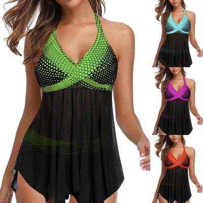 2024 Nuovo Costume da Bagno Sexy Estivo da Donna Set Tankini Stampa a Righe Schiena Nuda Halter Due Pezzi Costume da Bagno Abbigliamento da Spiaggia Set Swimdress