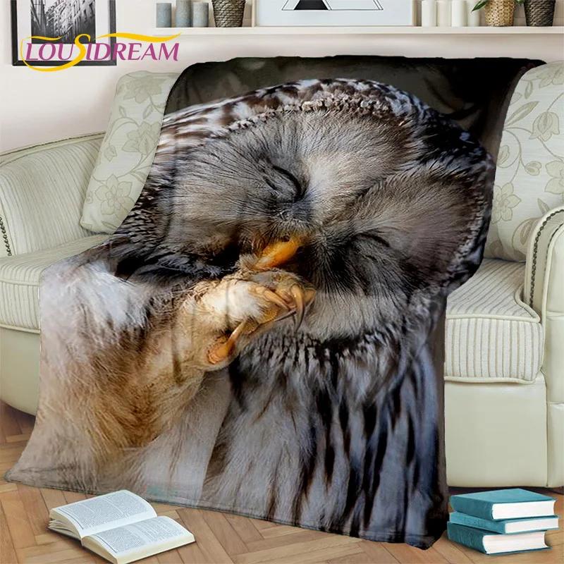 3D Cartoon Cute Owl Series HD Blanket,Soft Throw Blanket for Home Bedroom Bed Sofa Picnic Travel Office Rest Cover Blanket Kids