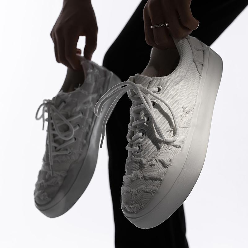 Fashion Men's and Women's Fashion Trendy Canvas Skateboarding Shoes Comfortable Thick Bottom Casual Vulcanized Ragged Retro Thick Sole