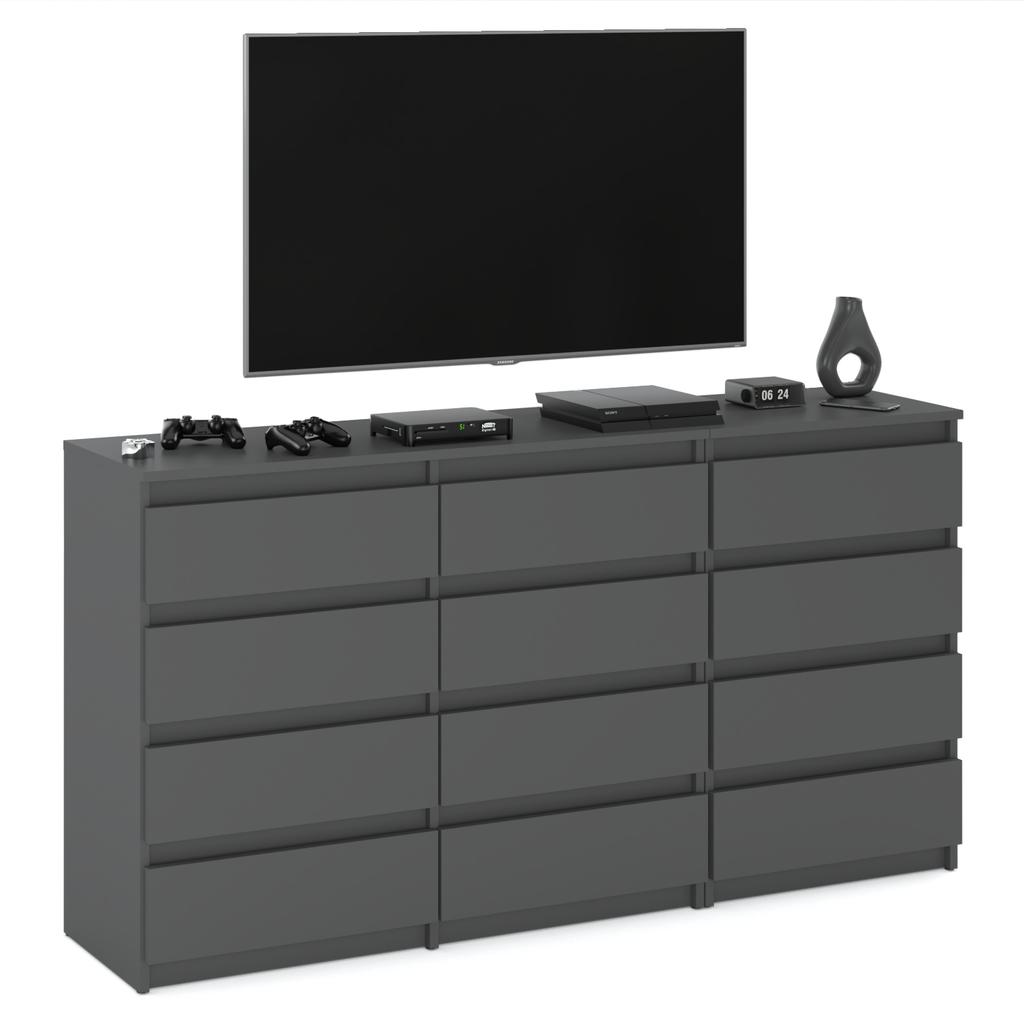 Chest of Drawers 12 Drawers Cabinet “HIT” 84 Matte Gray/Matte Gray