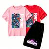 Anime Game Fortress Print Outdoor Street Kids T-shirt and Shorts Summer Home Casual Outfit Boy and Girl's Sports Set