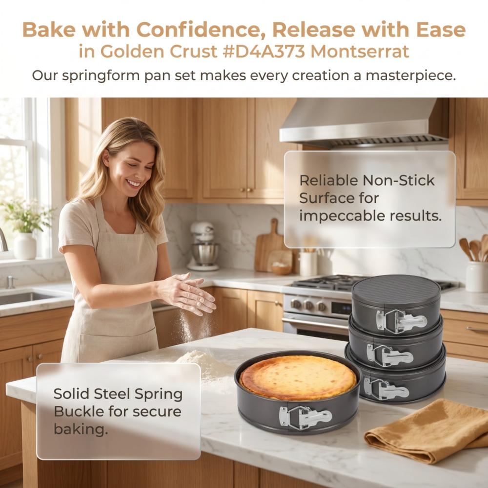 3pcs Nonstick Surface Cake Pan Set Non-Stick Round Cake Pan Cheesecake Pan Set Bakery Catering 18+20+22cm