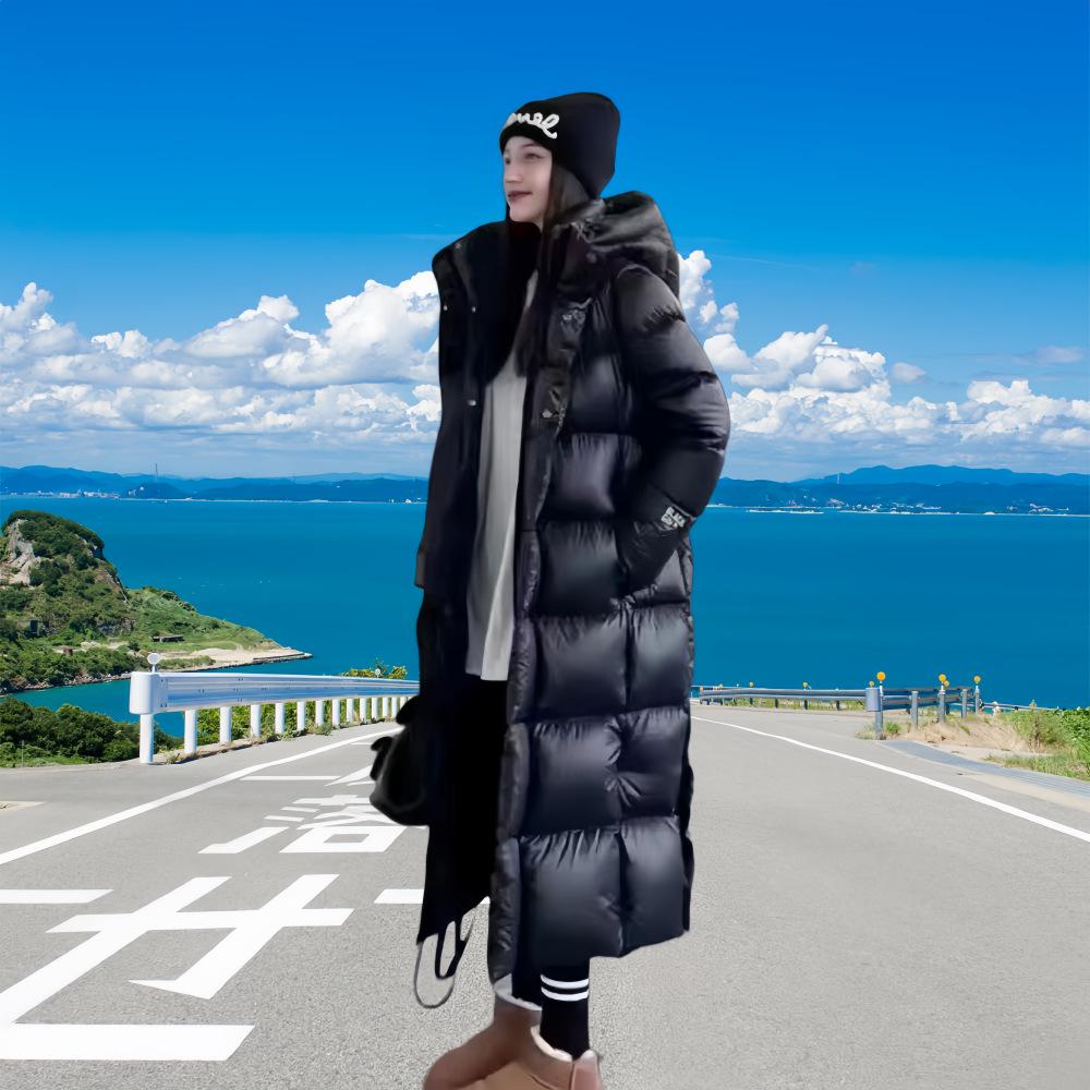

Down cotton clothes women s long winter new black gold thickened bread clothes cotton coat 2XL