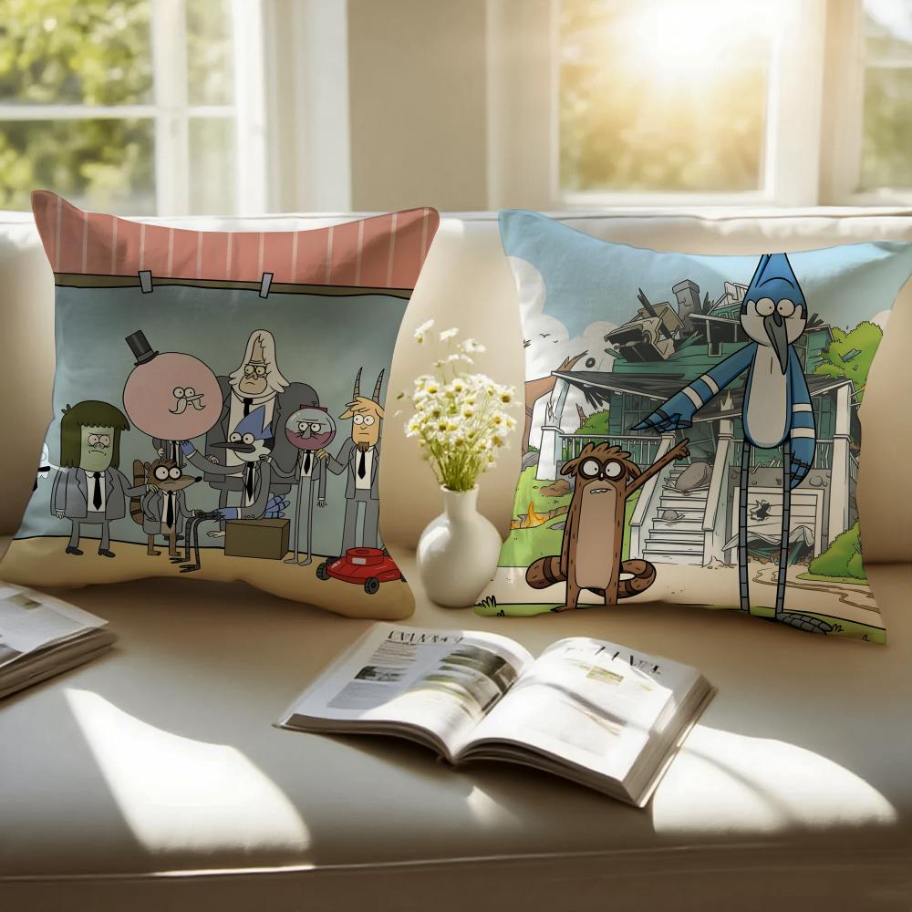 Regular Show Pillow American Cartoon Cushion Cover Linen Pillowcase Cover Soft Decor For Sofa Home Room