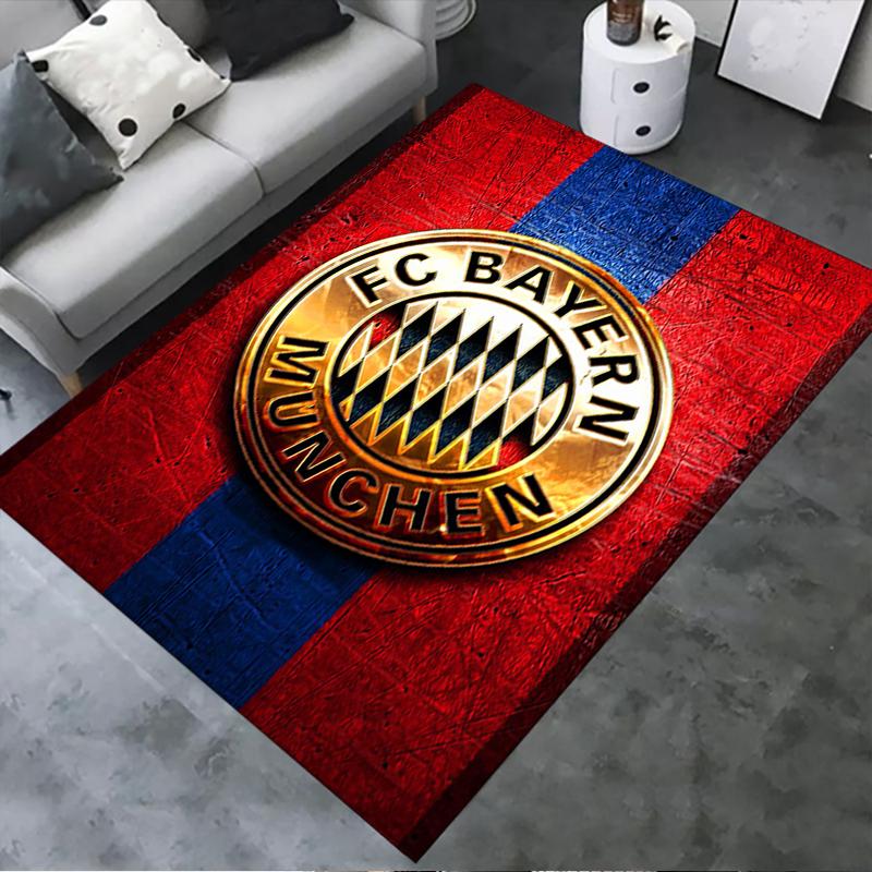 FC Bayern München Logo Teppich Rot Grund Weiß Blau Streifen Druck Rutschfest Rechteckige Bodenmatte Fußballfan Wohnzimmer Schlafzimmer Dekor Teppich