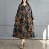 Dimanaf 2025 Dámské nadměrné jarní dlouhé šaty Volné základní s potiskem Vintage ležérní květinové Nadměrné Dlouhý rukáv Maxi