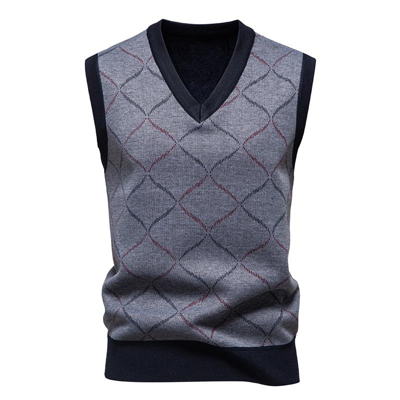 Мужской жилет без рукавов пуловер весенне-осенний свитер-жилет с V-образным вырезом вязаный костюмный жилет классический жилет XL