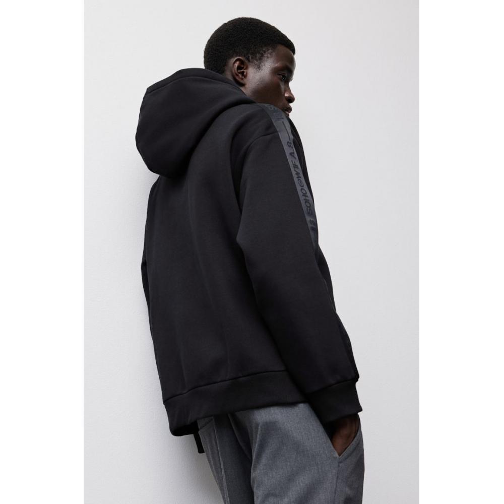 H M Side Stripe Hoodie Loose Fit Black