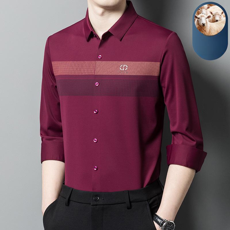 

Новая осенняя одежда для молодых и мужчин среднего возраста, рубашки с длинными рукавами, деловые повседневные свободные рубашки из тонкой шелковой шерсти для пап XXXXL