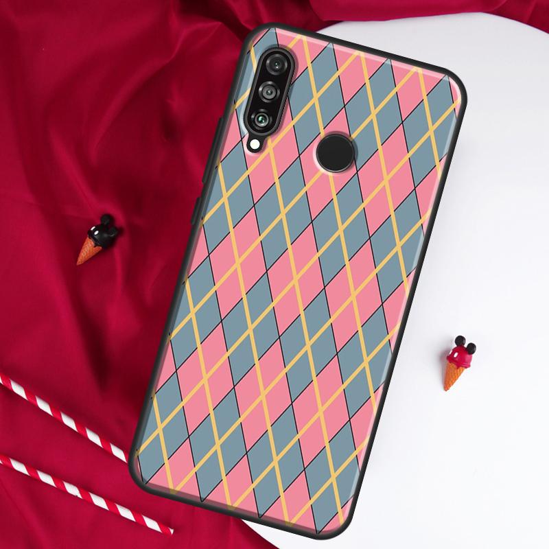 Blue Argyle Pattern For Huawei Nova Y61 Y70 Y90 Y60 Y72 Y91 12s 12i 11i 7i 8i 9 10 SE P60 Pro P30 P40 Lite Case