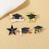 Black Golden Mortarboard Brooches Zinc Zinc Alloy Graduation Gift Graduation Season Pins  Graduation Ceremony