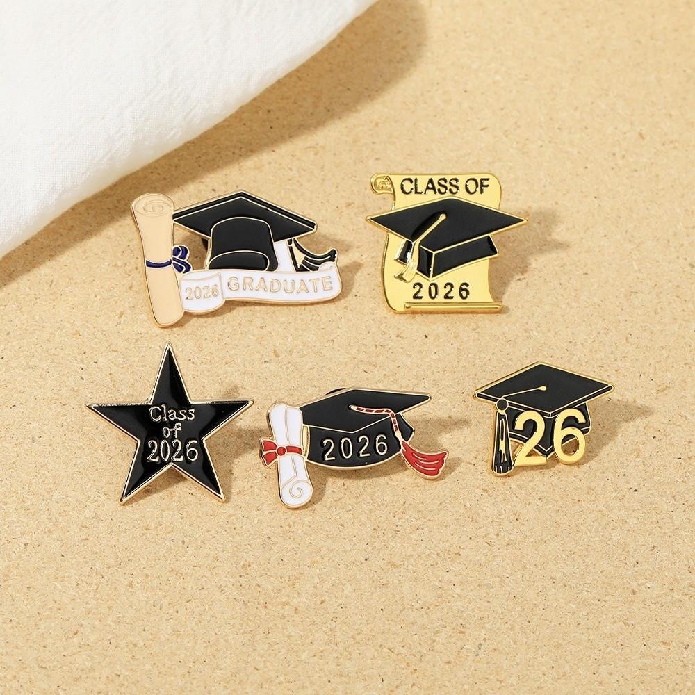 Black Golden Mortarboard Brooches Zinc Zinc Alloy Graduation Gift Graduation Season Pins  Graduation Ceremony