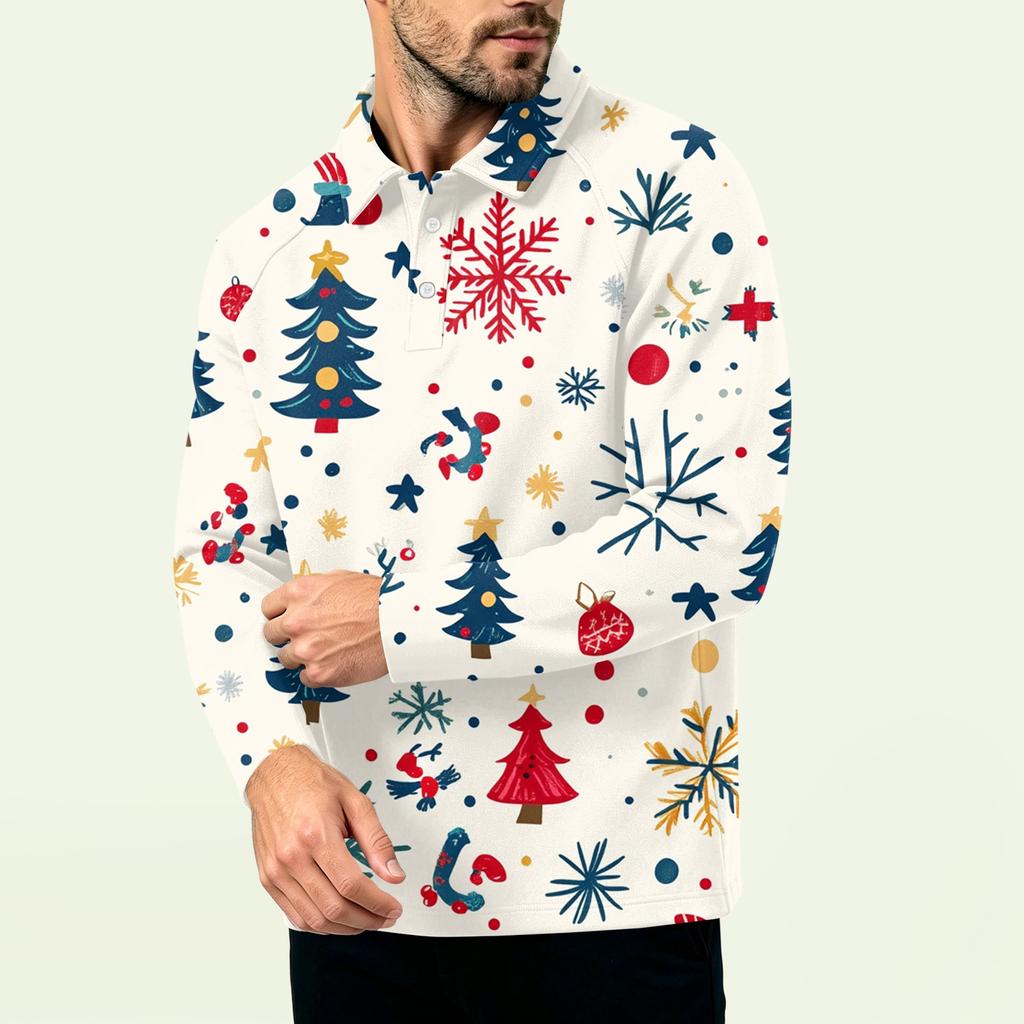 Men's Christmas Print Zip-Up Sweatshirt, Long Sleeve Loose Fit Casual Fall Winter Top, Multiple Colors and Sizes