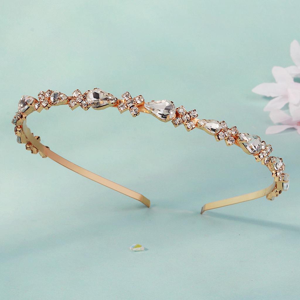 TS-J3407 Rhinestone Hair Band Alloy Claw Chain Embedded Crystal Thin Headband For Women