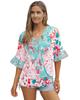 Azura Exchange Bluse mit Leoparden-Blumenmuster und Rüschenärmeln
