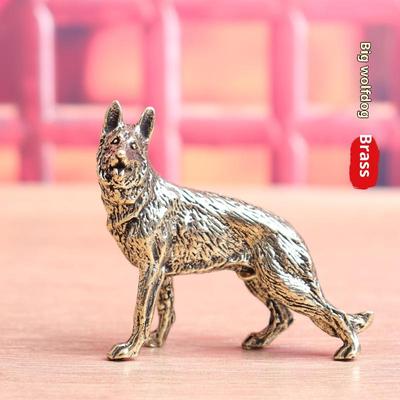 Figuritas Miniaturas Perro de la Suerte de Cobre Vintage Adornos Pequeños de Escritorio Latón Lobo Mascotas de Té Decoraciones para el Hogar