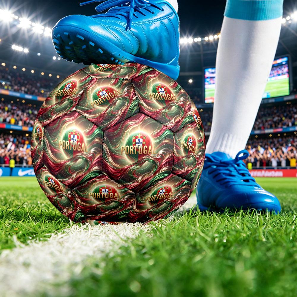 Portugal Football Printed Size 5 Soccer Ball Wear Resistant Standard Adult Training Football Fan Gift for Indoor Outdoor Match Sports