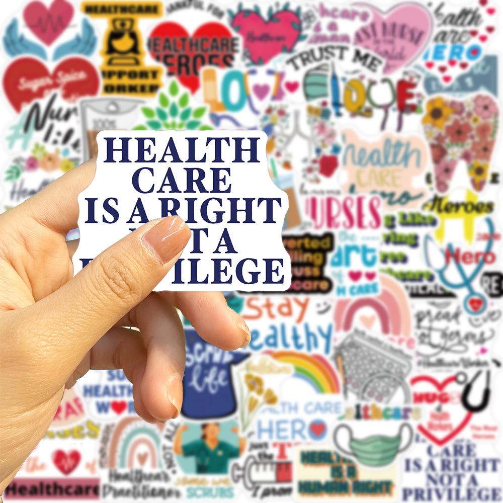52 Cartoon Care Health Graffiti Stickers Decorate Guitar Notebook Suitcase DIY Waterproof