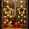 New Year Festive Atmosphere Light LED Christmas Window Star Decoration, Battery Operated Hanging Warm Indoor Outdoor Decorations Lighted Shaped