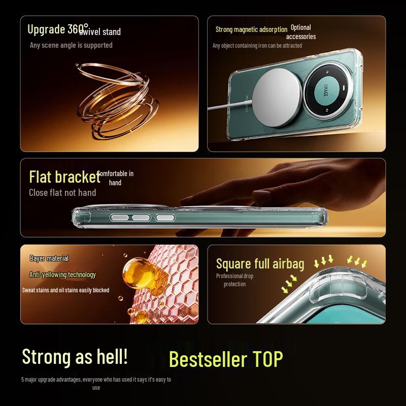 Huawei Magnetic Clear Phone Case with 360° Rotating Kickstand