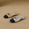 2025 spring new French style not tired feet single shoes small fragrant style color matching bag head sandals women's silver shoes women's versatile