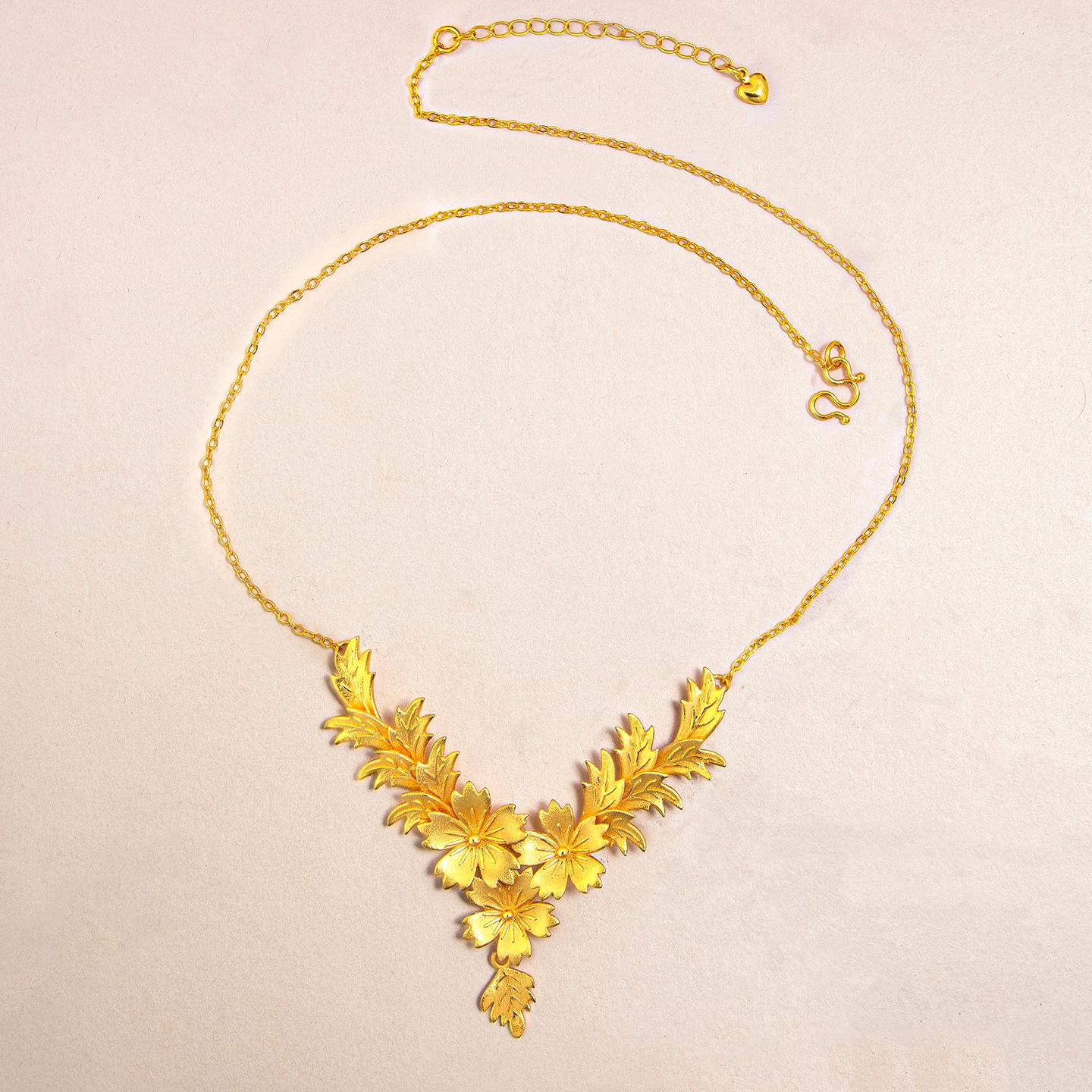 

Золотой цветочный набор колье в китайском стиле для невест - Свадебные украшения