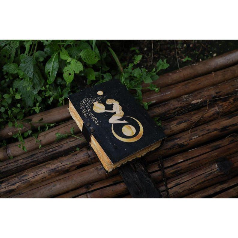 Sun Moon Leather Journal for Men Women 200 Pages of Antique Handmade Deckle Edge Vintage Paper Traveling Sketchbook