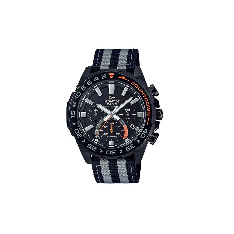 

Casio EDIFICE series nylon sports watch quartz movement fabric strap Japanese and Korean watch men s watch black dial EFS-S550BL-1AV чёрный