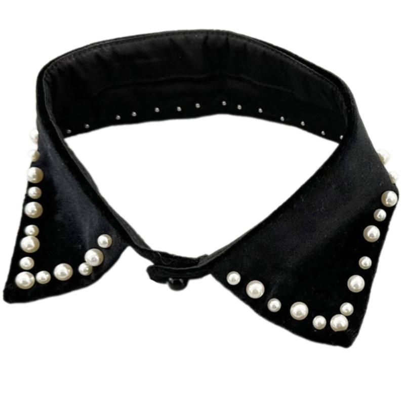 Metal Studded False Collar for Women Girl Detachable Collar Lapel Blouse Top Clothing Accessory Casual Decorative Collar