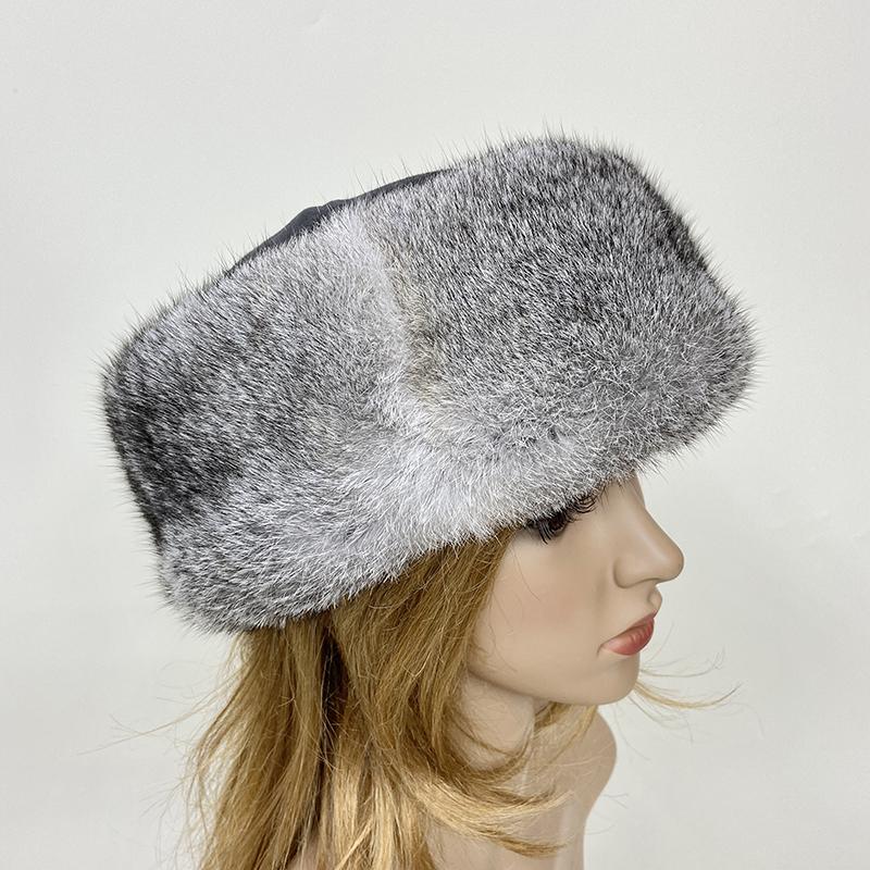 New Fashionable Fur Caps Real Rabbit Fur Hats For Women Warm Russian Winter Hat Rabbit Fur Cap Brimless Melon Cap Beanies ForMen