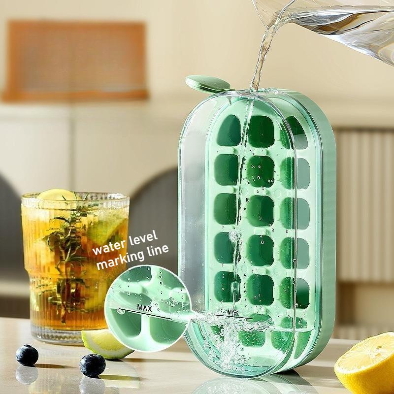 18 Grid Water Injection Ice Cube Mould Portable Grade Silicone Press Type Ice Cube Tray Frozen Hockey Artifact DIY Ice Maker