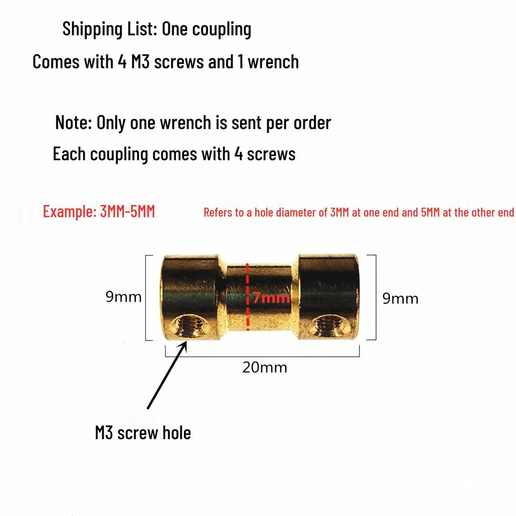 Brass Motor Shaft Coupler for Model Airplanes & Cars