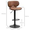 Bar Stool Set of 2 Microfiber Cloth Adjustable Height Armless Chairs with Swivel Seat, Brown