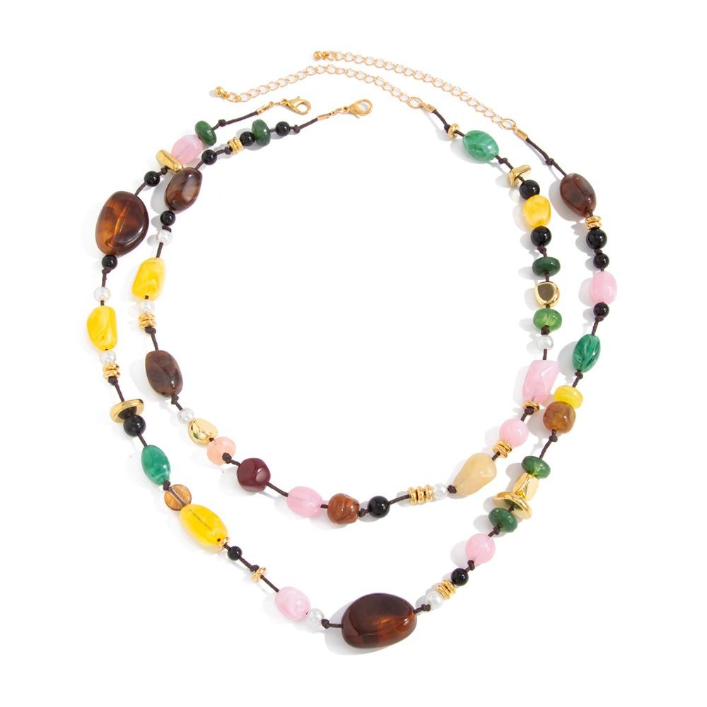 Vintage Ethnic Beaded Necklace – Double-Layer Design Small-Niche Layering, Women’s Light Luxury Elegant Collar Chain, Daily To Evening Versatile