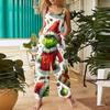 Women's Fashion Christmas  Print Casual Retro Sleeveless Button Jumpsuit