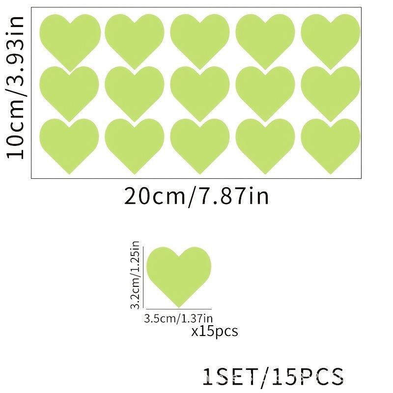 15pcs Heart-Shaped Luminous Stickers for DIY Phone Cases, Bedroom Walls, and Switch Panels.