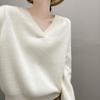 2025 Women's Autumn/Winter V-Neck Cashmere Sweater - Solid Color, Casual Loose Knit Top, Versatile Base Layer or Outerwear