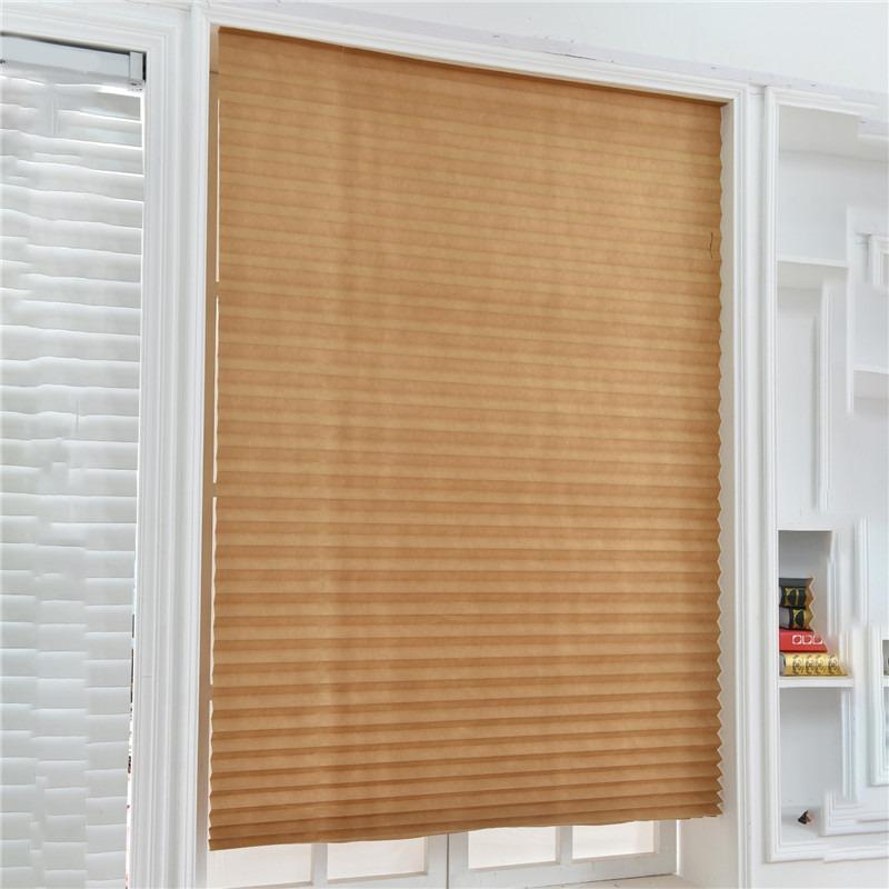Self-Adhesive Pleated Blinds Half Blackout Windows Curtains For Kitchen Bathroom Balcony Shades For Coffee/Office Window New