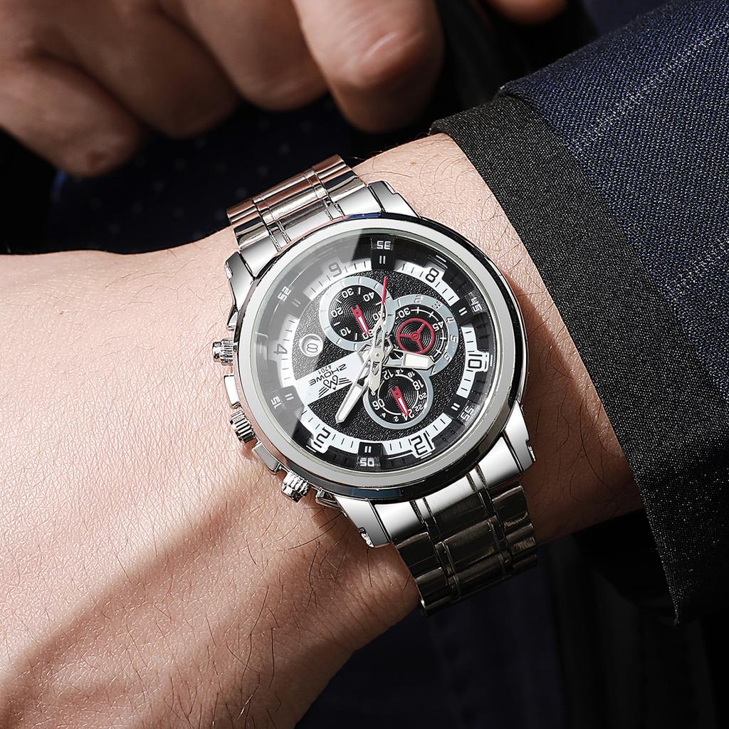 Fashion Men's Calendar Quartz Watch Luxury Stainless Steel Band Men Business Watches Reloj Hombre