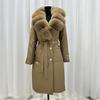Autumn and Winter New Oversized Real Fox Fur Collar Down Jacket Women's Long Waist Strap-up Thin Thickened Warm Jacket