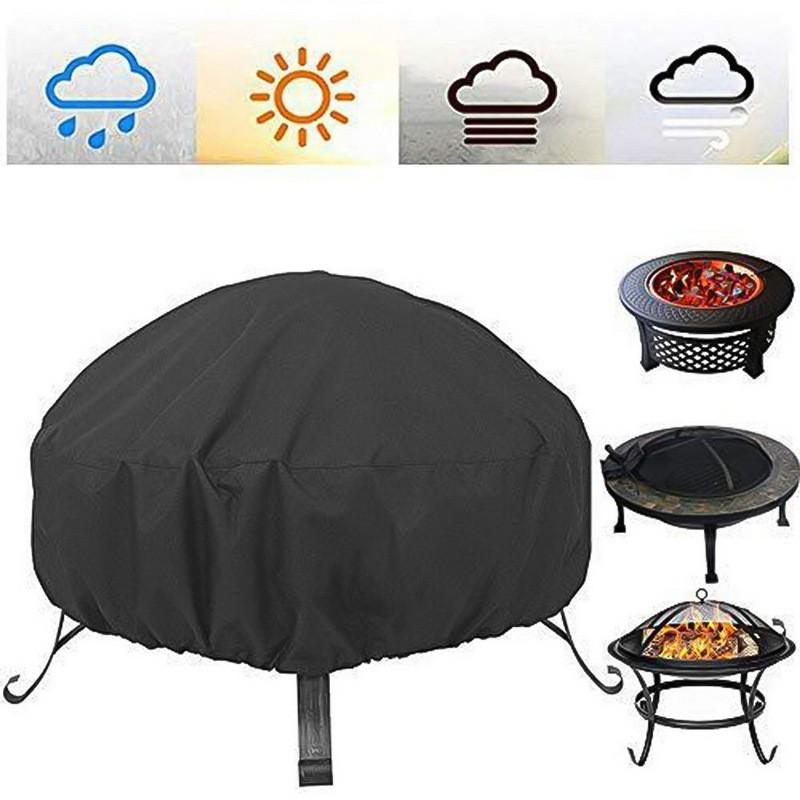 Premium Oxford Fabric Round Fire Pit Cover Weatherproof Dustproof Uv Resistant