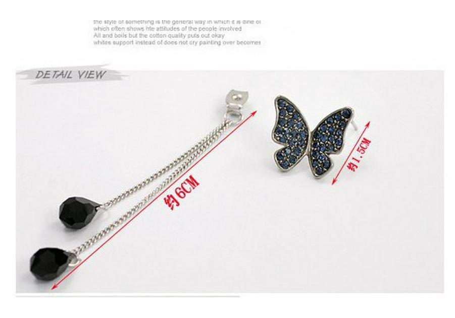 Korean Fashion Butterfly Crystal Tassel Water Drop Earrings