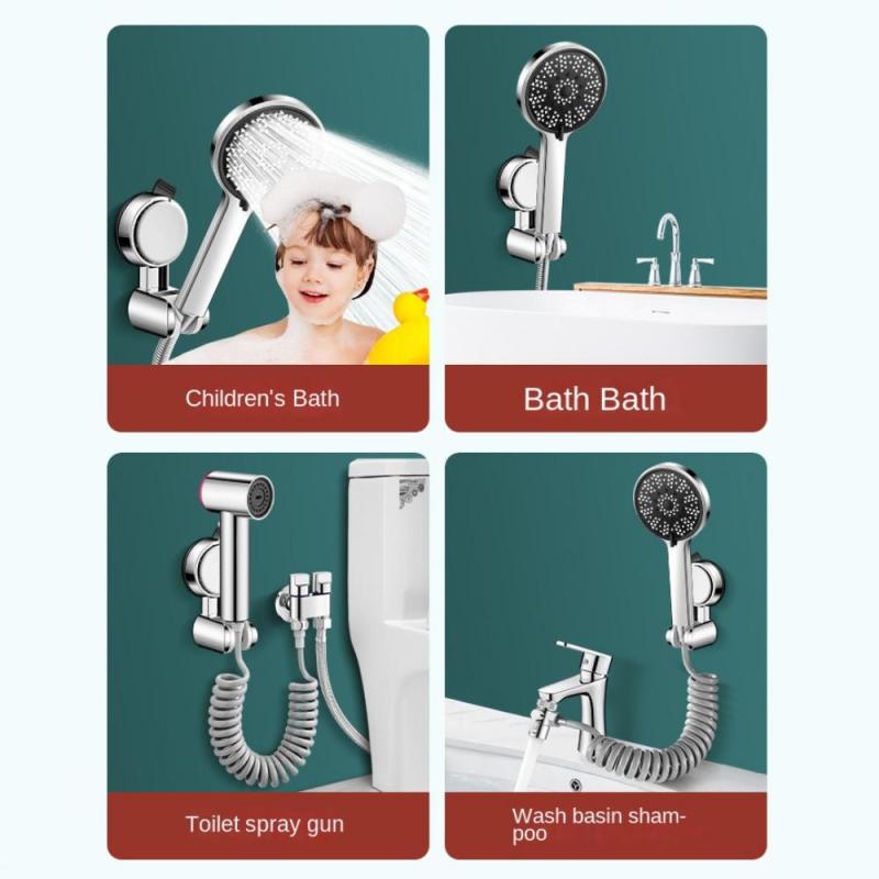 Unique Horizontal Setting Suction Cup Handheld Shower Head Holder Large Shower Head Supports Relocatable Wall Mounted  2pcs