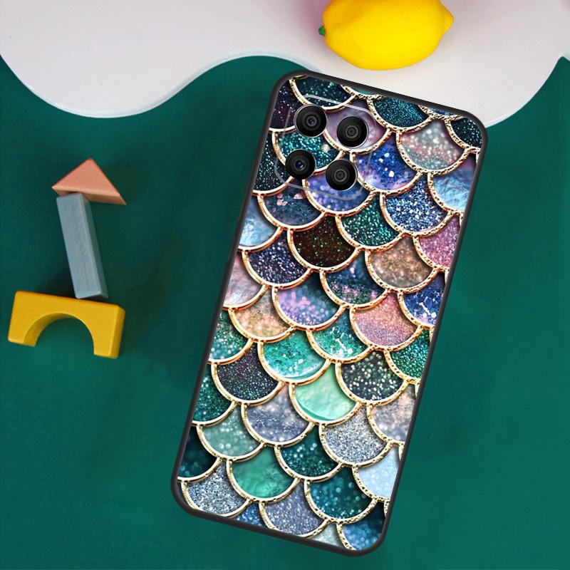Watercolor Faux Mermaid Scales Case For Honor Magic 7 Lite 5 6 Honor 200 Pro 50 70 90 Lite X9a X8a X8 X9 X8b X9c X9b Cover