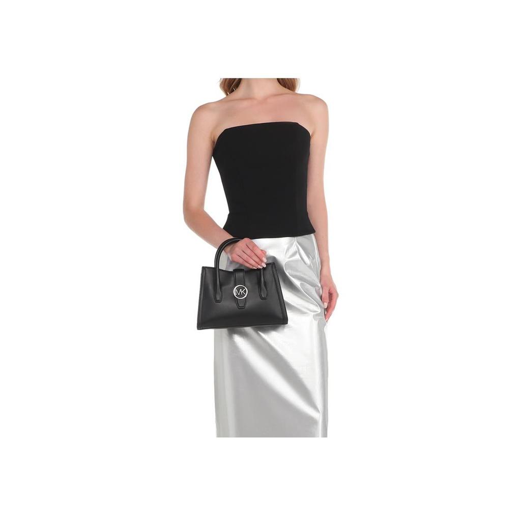 Michael Kors MK Gabby Silver Letter Logo Lock Back Pocket Zipper Closure Handbag Women Handbags Black 35S3S5GS5O-001